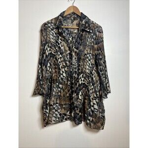 SERE NADE NEW YORK WOMAN ANIMAL PRINT‎ L/S BLOUSE, size XL